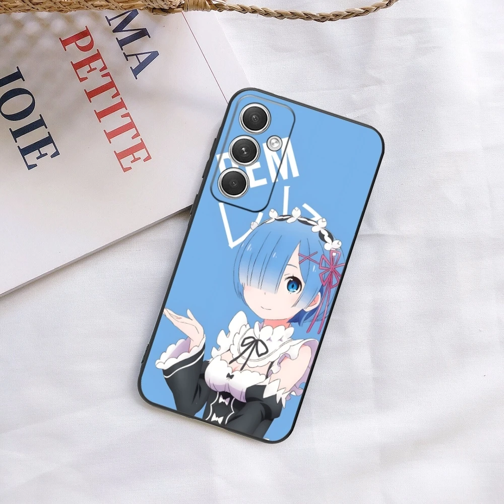 Funda de teléfono móvil Re Zero Rem Girl, carcasa negra para Samsung Galaxy S24, S23, S22, S21, S20, S10, S9 Plus FE Ultra Lite