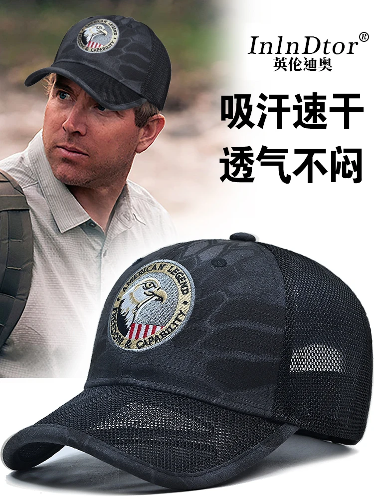 InlnDtor Outdoor Special Forces Large size hat men\'s summer thin style baseball cap eagle Head embroidered camouflage visor hat