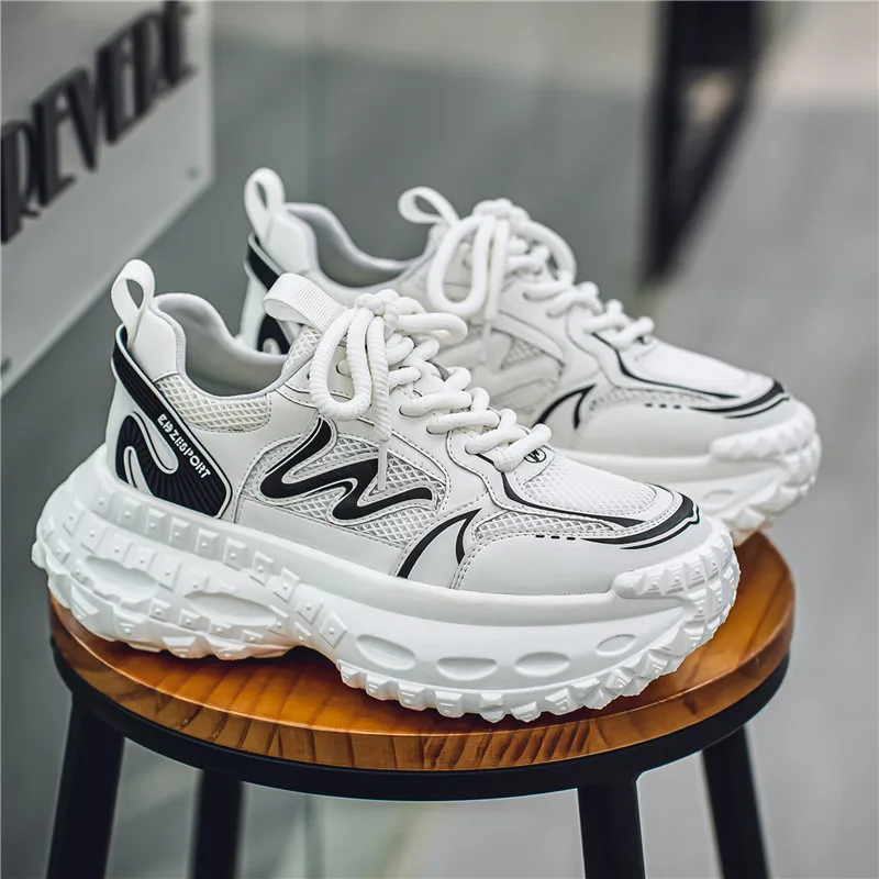 

Fashion White Men Walking Shoes Comfy Platform Man Original Sneakers Low Cut Designer Hip Hop Shoes For Men Zapatos Para Caminar