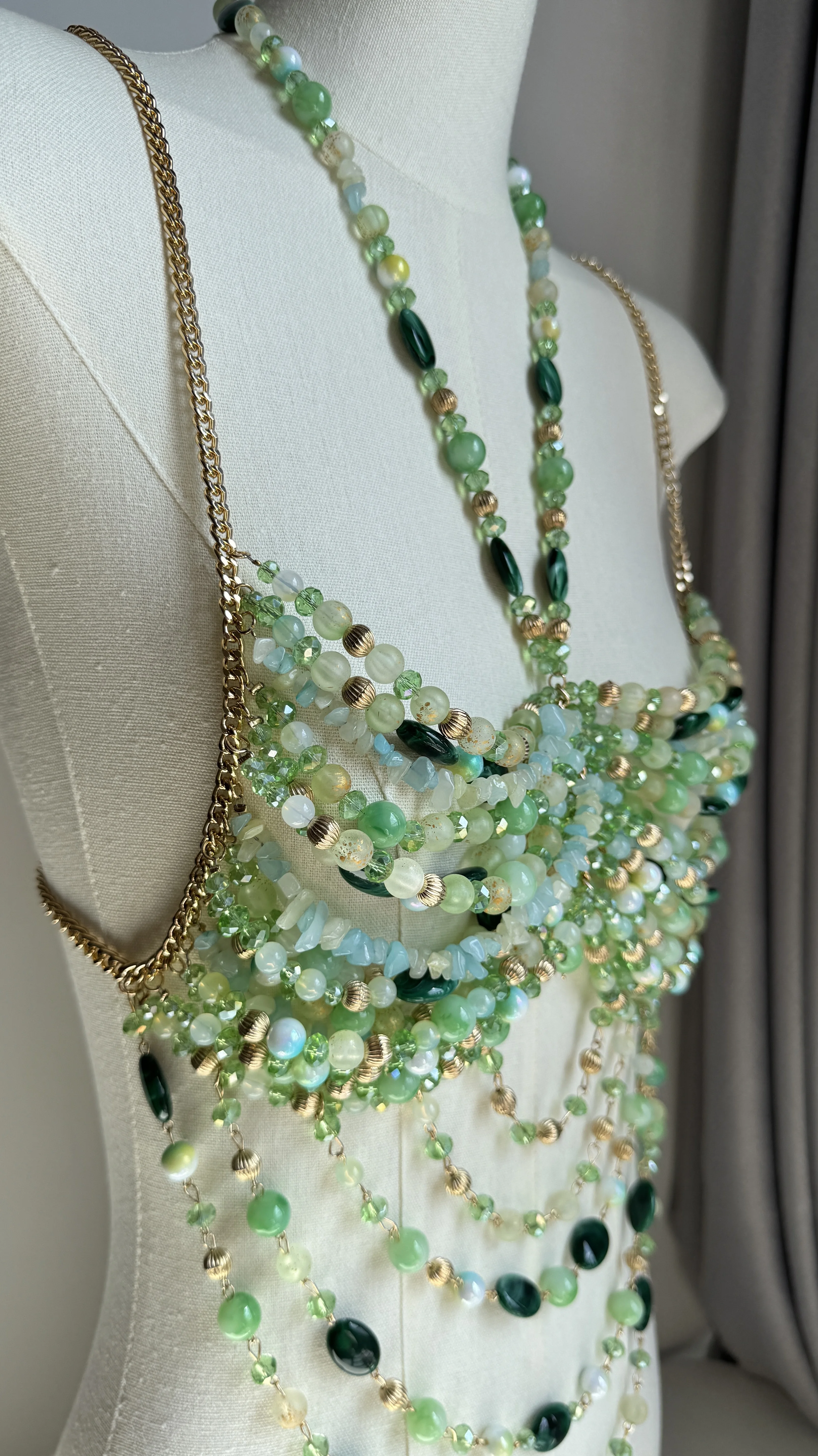 

Customize Women Tops XXL SIZE Handmade Chain Beaded Tops Bikini Bra Tank Tops Beachwear Lingerie Beaded Rave Bralette Vest