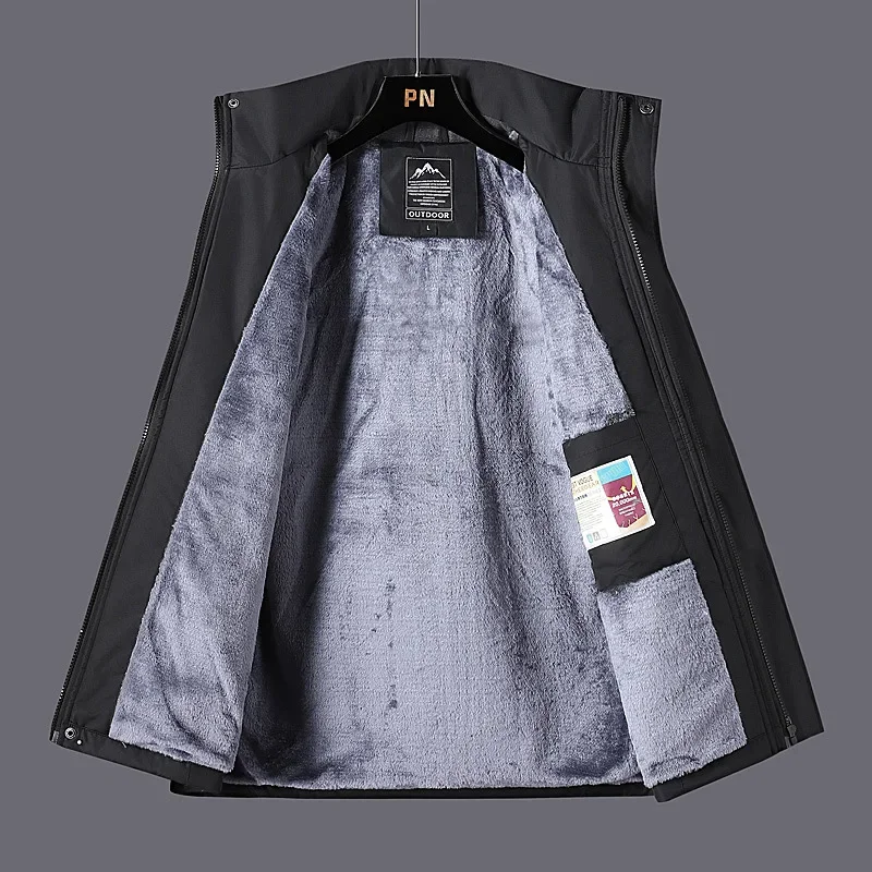 

New Windproof Hooded Jacket Men Wool Thick Sweatshirt Waterproof Outerwear Outdoor Sport Hiking Clothing Women Windbreaker
