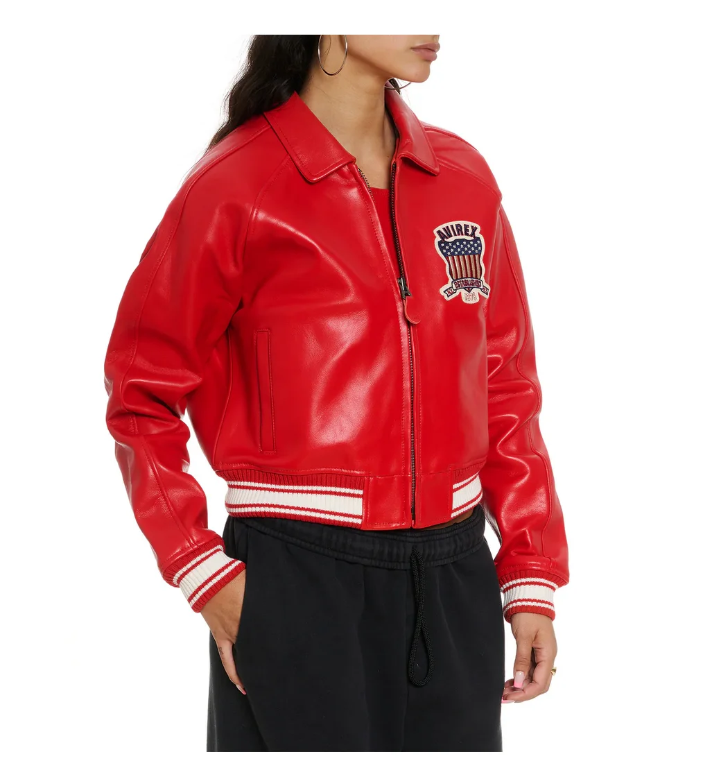 Original Bomber jacke europäische antike Schaffell Damen maßge schneiderte Leder Bombshell Outfits uns Größe Echt lederjacke