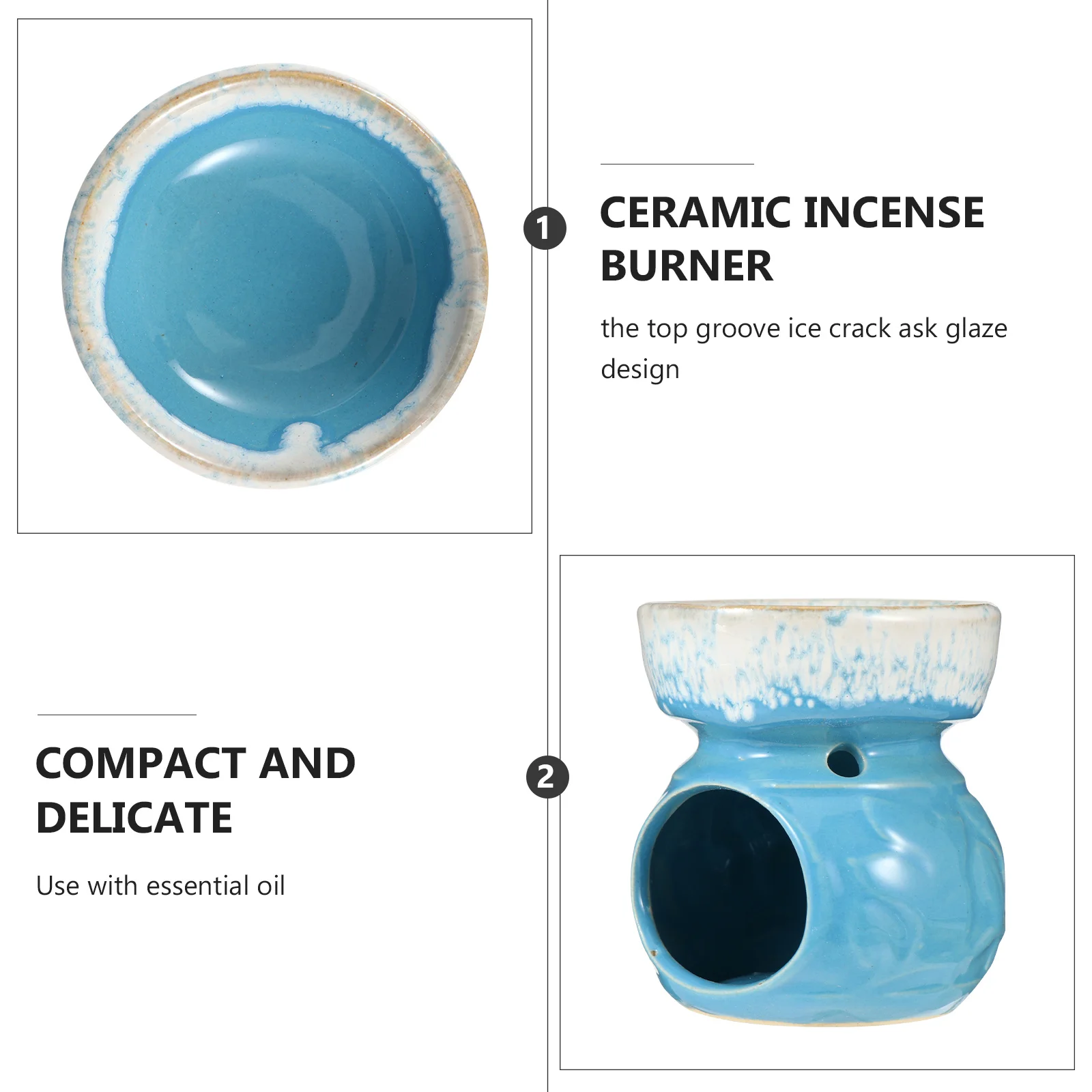 

1Pcs Ceramic Censer Traditional Style Incense Burner Aromatherapy Relaxation Home Office Decor Small Delicate Incense Holder