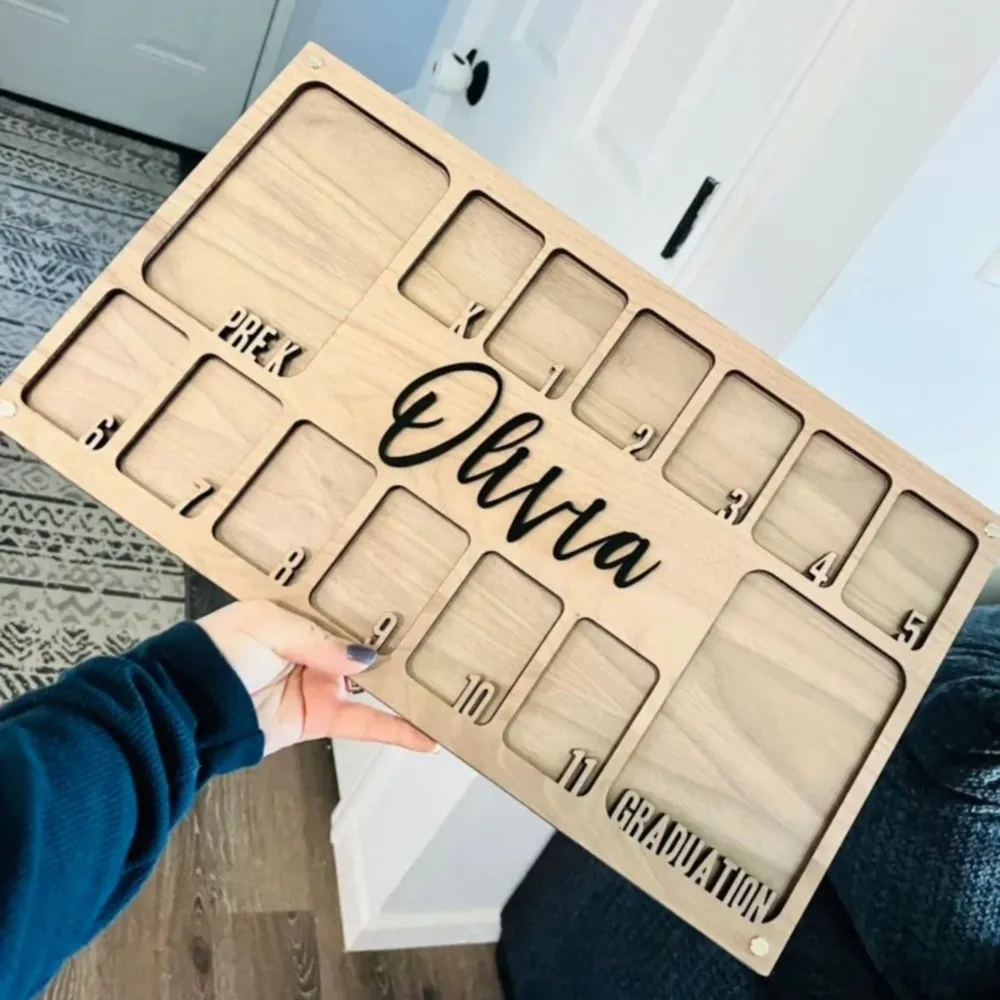 

Wooden School Picture Frame Wall-Mounted Handmade School Photo Frame Pre-k-12 Graduation Graduation Picture Frame