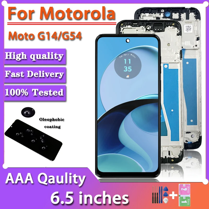 6.5\'\' AAA Quality 120Hz For Motorola Moto G14 PAYF0010IN LCD Display Touch Screen Digitizer For Moto G54 XT-2343-1 LCD Frame
