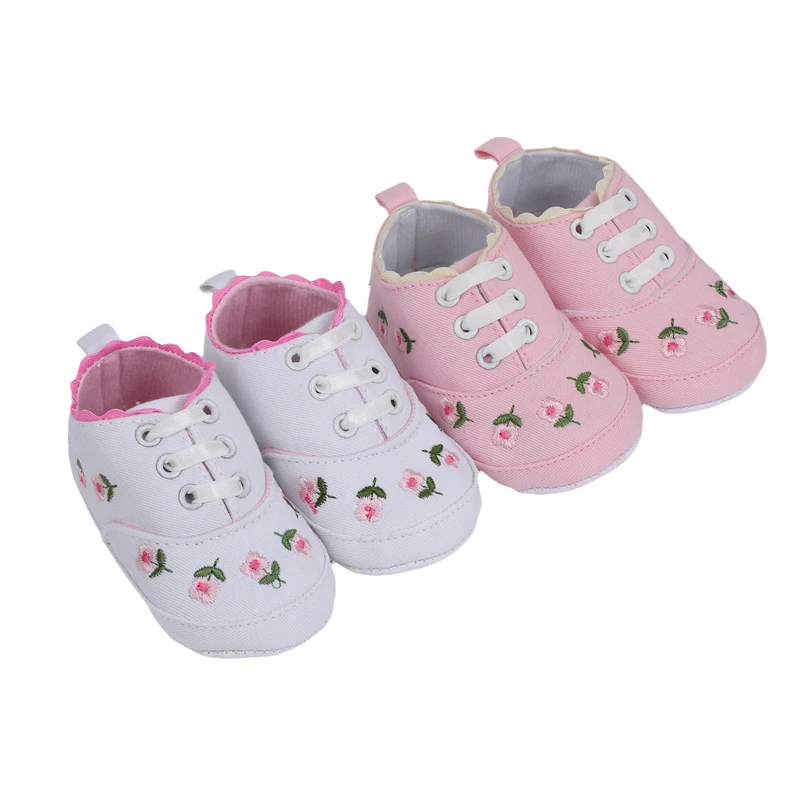 Newborn Baby Girl Casual Canvas Shoes Flower Cotton Sole Non-slip Baby Shoes Female Infant First Walkers Crib Shoes