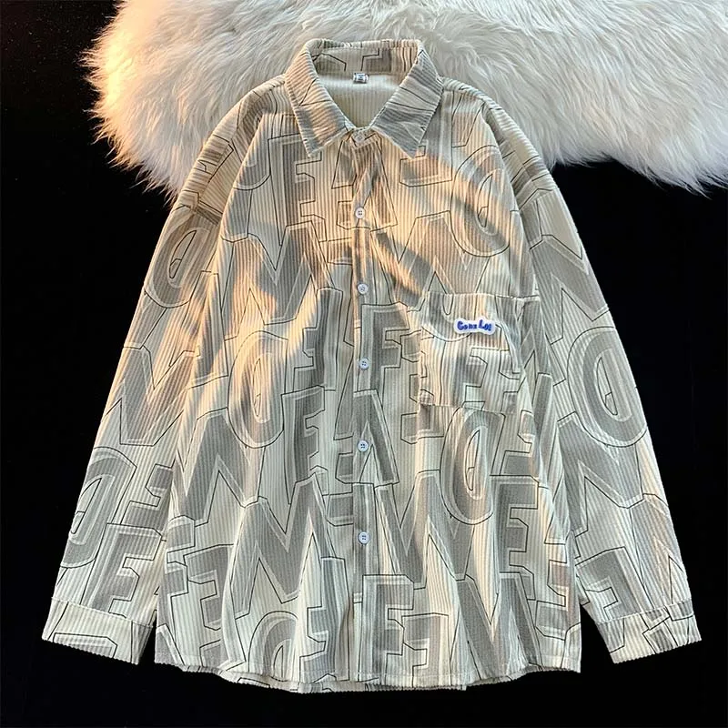 Jesienno-zimowa, duża rozmiarówka, sztruksowa kurtka męska, długa, dla puszystych, w stylu Hong Kong, modna, młodzieżowa, poliestrowa, codzienna.