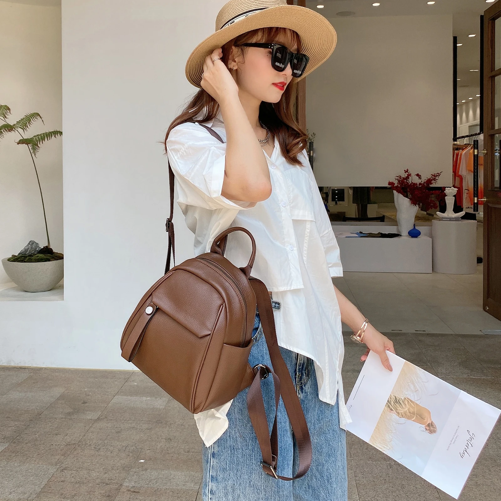 MIYA GARDEN Genuine Leather Women's Shoulder Bag New Multifunctional Bags Fashion Girls High Quality Women's Backpacks Mochila