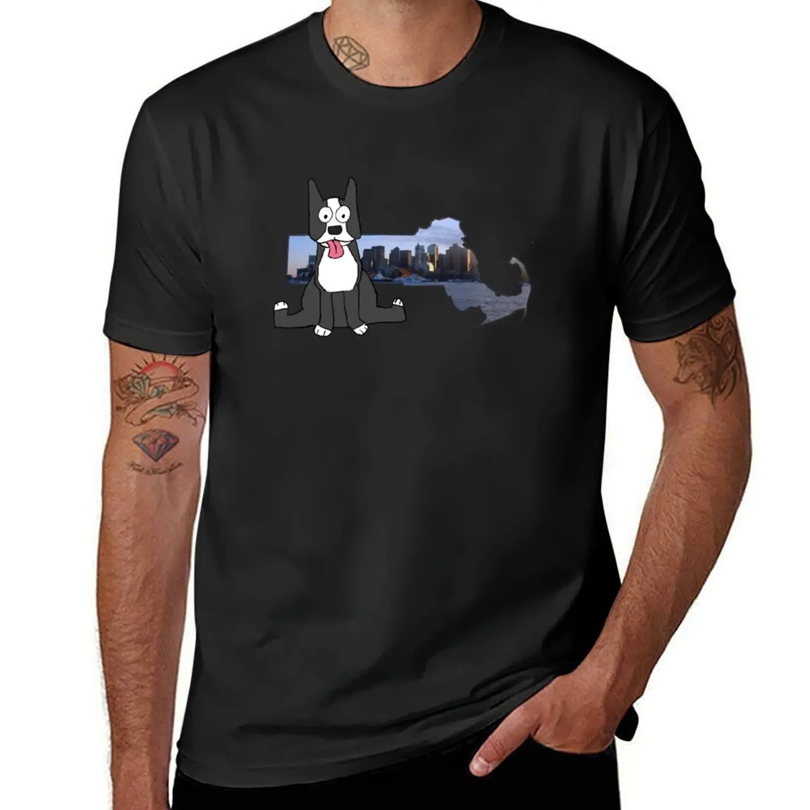 Massachusetts State Animal: Boston Terrier T-Shirt kawaii clothes graphics Men's t shirts