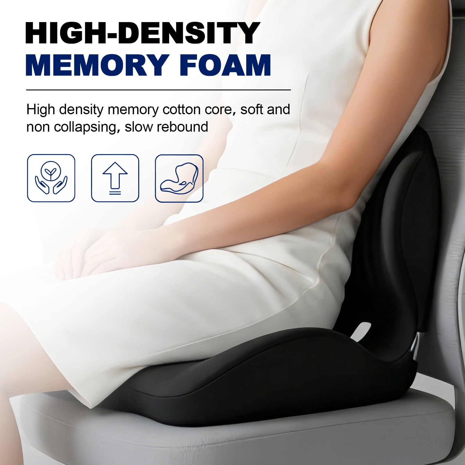 Car Seat Cushion and Microfiber Towel Set & Breathable Hollow Design - Medium-Soft Compressible Chair Cushion for Posture Support, Buttock Cushion for Home Office, Desk, or Car Seat, Seat Cushion for Chair, Posture Improvement, Contoured Shape, Durable Co