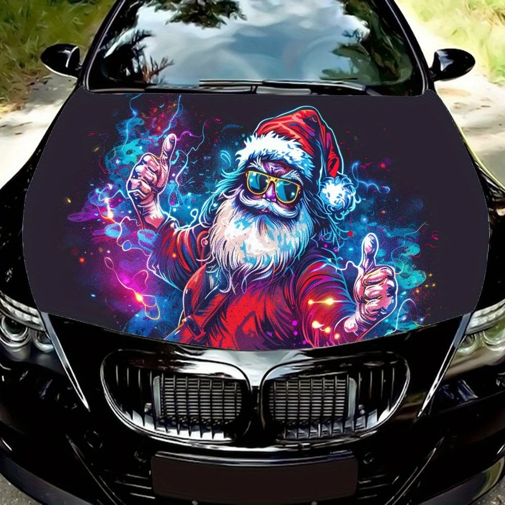 

Психоделический узор Санта-Клауса, наклейки на капот автомобиля, водонепроницаемые самоклеящиеся виниловые наклейки для автомобиля, защитные наклейки для украшения автомобиля, ca