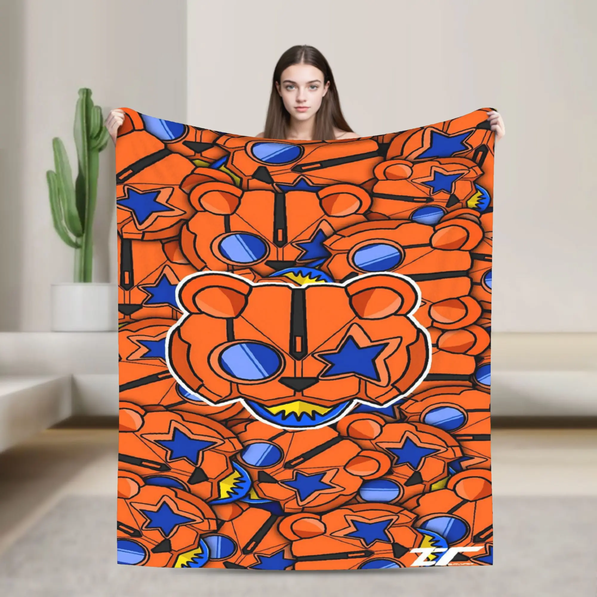 Bright Orange Block Kamen Rider Blanket Quality Warm  Throw Blanket Winter Airplane Travel Home Decor Funny Bedspread