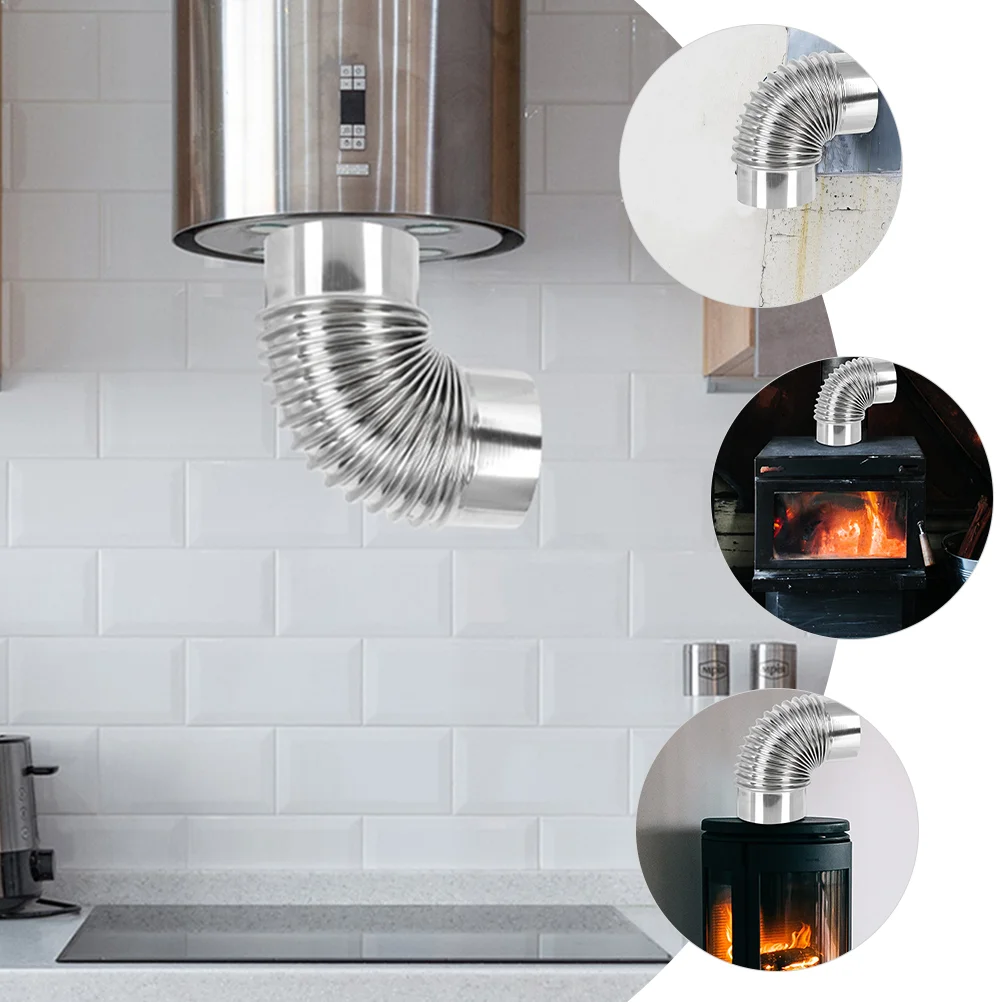 3 pcs Gas Heater Vent Smoke Stainless Steel Chimney Flue Tube Straight with Elbow Connector vent smoke straight