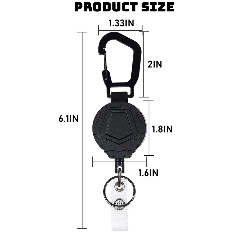 พวงกุญแจแบบพับเก็บได้ Heavy Duty 3 แพ็ค,Heavy Duty Carabiner ผู้ถือป้าย,Id ผู้ถือป้ายแบบพับเก็บได้,สายเหล็ก 23.6 นิ้ว