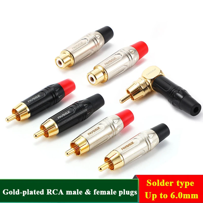 RCA Male/Female/Right Angle Solder Connector for TV Set Top Box AV Cable Computer Speaker Mixer DVD - Multi Color