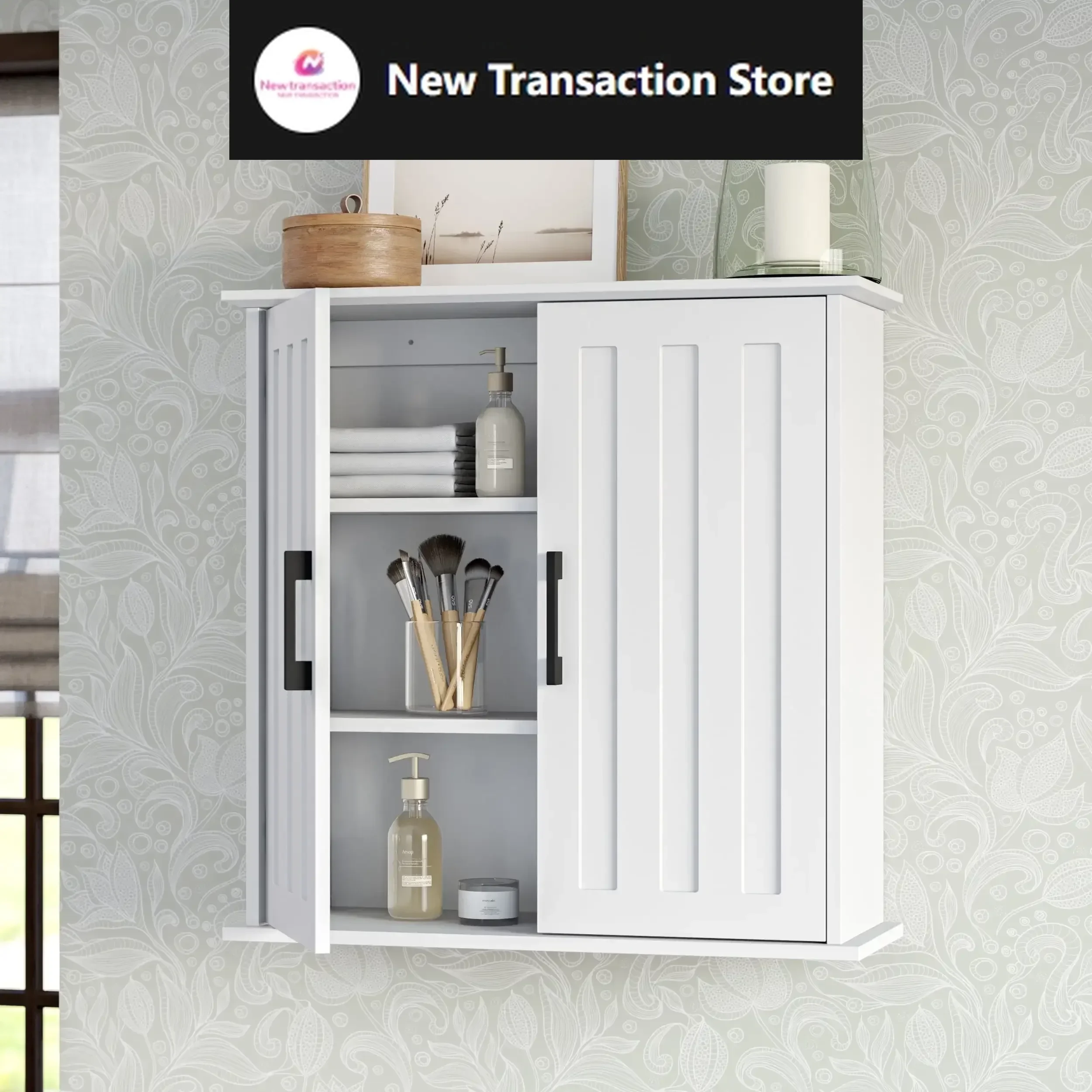 

Monroe Two-Door Bathroom and Laundry Wall Mount Storage Medicine Cabinet with Fixed and Adjustable Shelves - White
