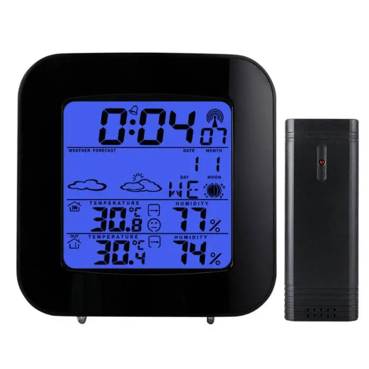 Wireless Barometer Indoor and Outdoor Thermohygrometer Backlit Clock Thermohygrometer Electronic Weather Forecast Desktop Clock
