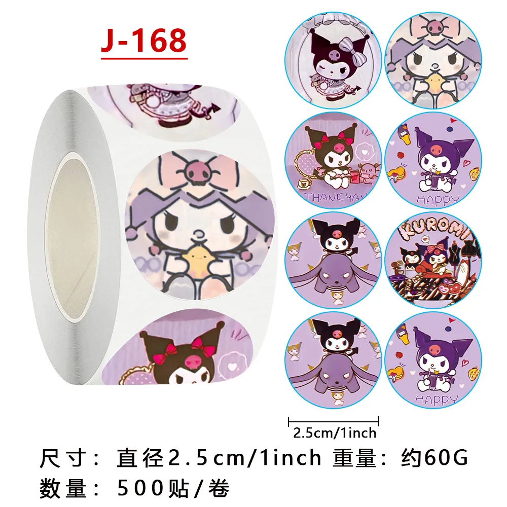 

500pcs/Roll Cartoon Sanrio Stickers Kawaii Kuromi Diy PVC Laptop Decals Decorative Stickers Kids Reward Gift Toy