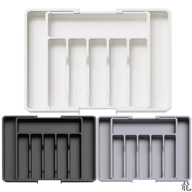 1pc Silverware Drawer Organizer Adjustable Flatware Tableware Organizer Expandable Plastic Utensil Tray for Spoons Forks Knives