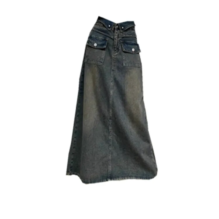 

plus Size Women's Mid-Length Denim Skirt with Slit Vintage Sle Faionable And Sli Autumn Season Other Material 00