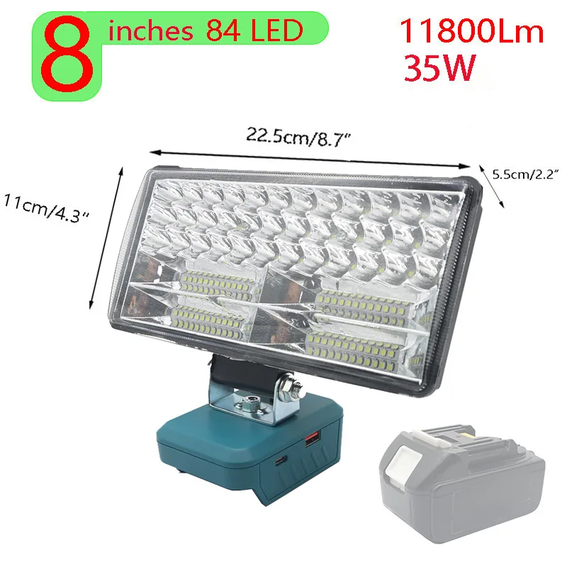 في الهواء الطلق LED ليثيوم ضوء العمل موقع إصلاح السيارات التخييم ليلة الصيد بطارية الكشاف مصباح التعدين لبطارية ماكيتا 1830 #4