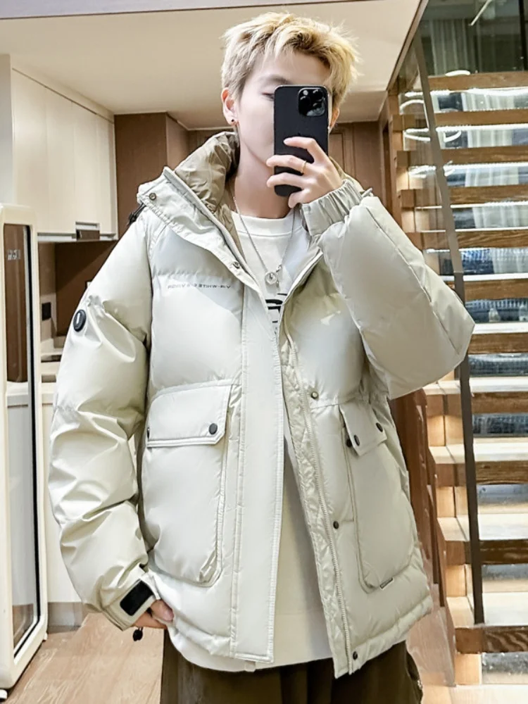 

Faionable Quilted Jaet Men's Winter 2024 New Arrival High-End Sle Warmth Hooded Color Blo Cotton Coat Youth Trendy Ou...
