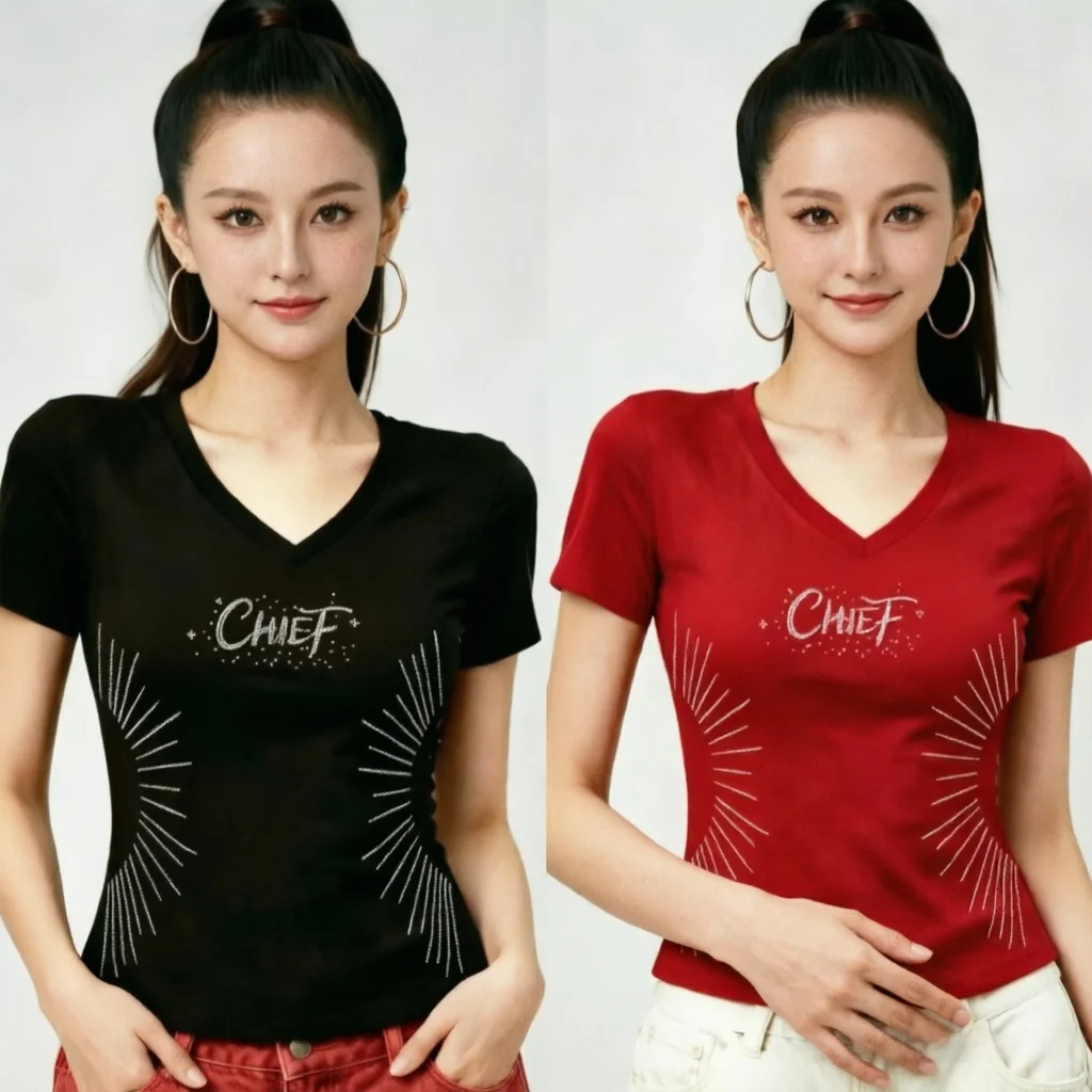 春夏の新スタイルスクエアダンス服半袖女性の-v-ネック-tシャツラインストーンスリムフィットカジュアルスポーツダンススーツ