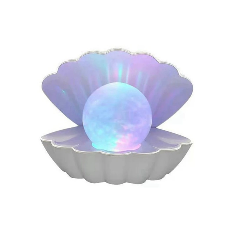 Pearl Shell Night Light Color Changing LED Seashell Desktop Decorative Light Bedroom Bedside Table Light Shell Gift