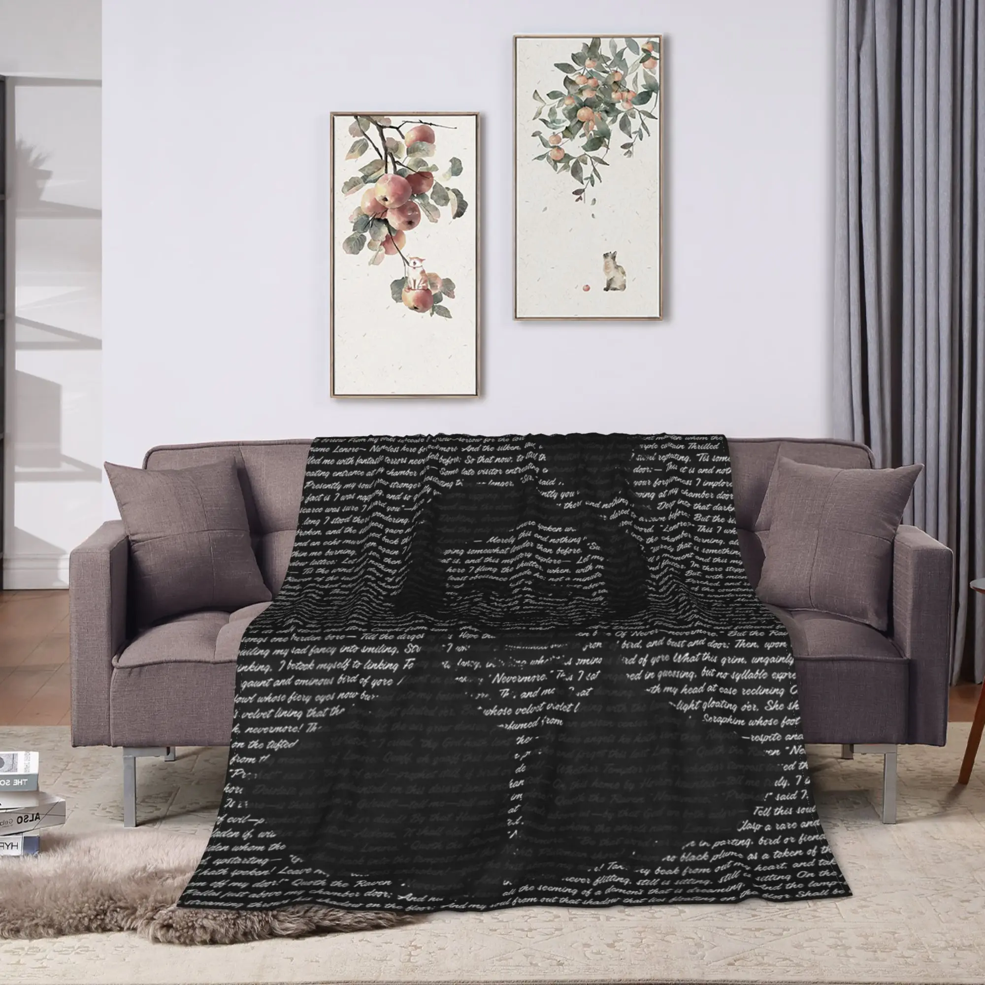 Gothic Edgar Allen Poe The Raven Nevermore Blanket Warm Soft Street Trend Plush Throw Blanket For Home Decor Flannel Bed Cover