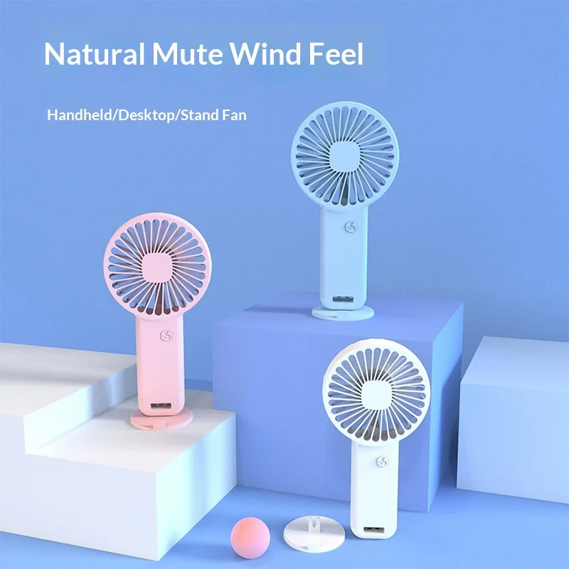 Mini USB Rechargeable Handheld Fan with Phone Holder, Portable Desk Fan for Office Student, Custom Logo Option