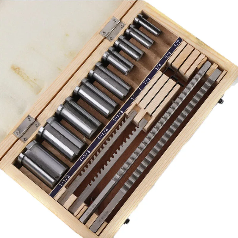 Useful 18Pcs HSS Push‑Type Keyway Broach Kit Metric Broaching Cutter With Shim Bushing For Machine Shop Metalworking Work