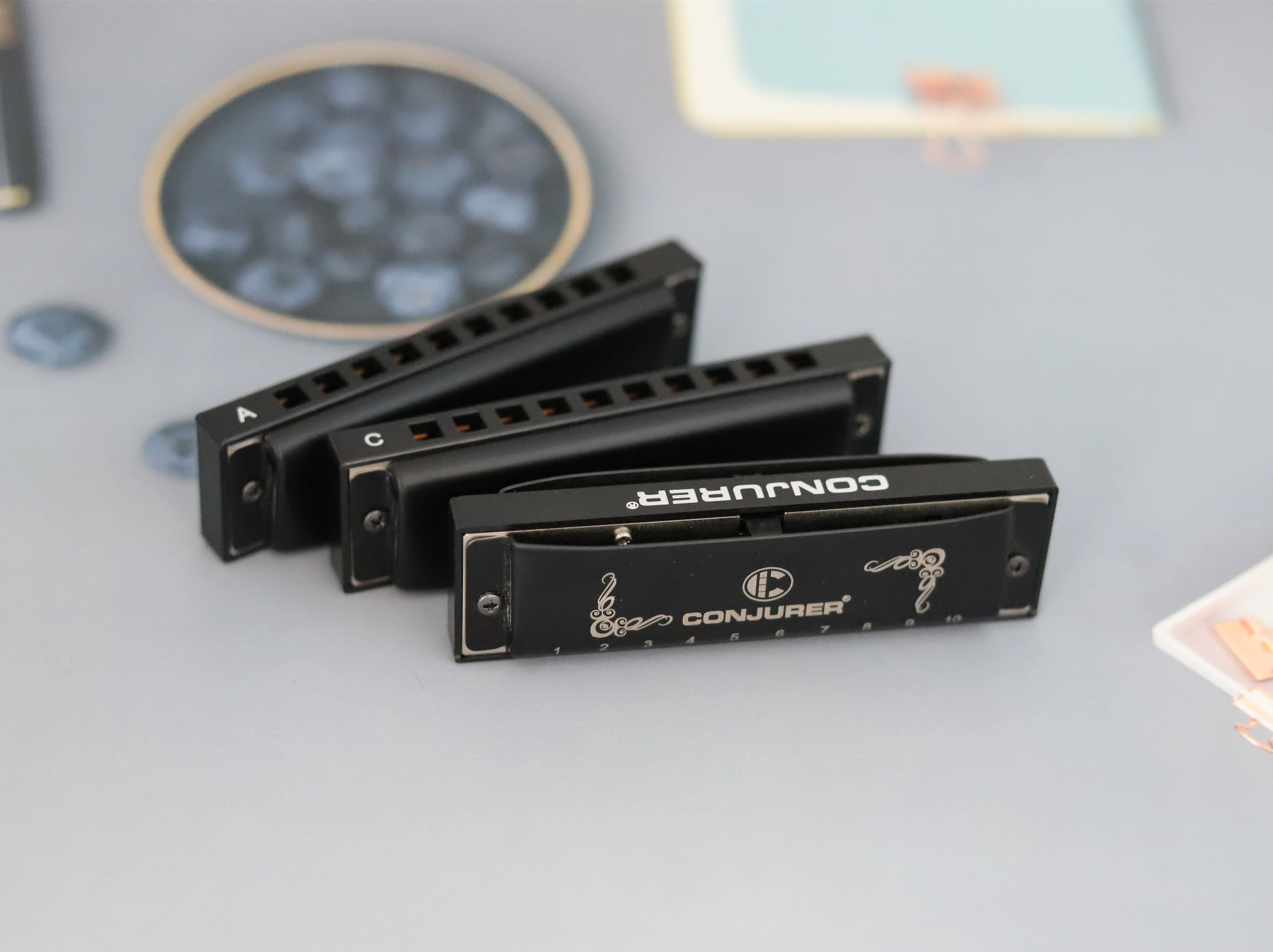 Conjurer 10 Holes Blues Harp Diatonic Harmonica Set Of 3 Mouth Organ musical instrument