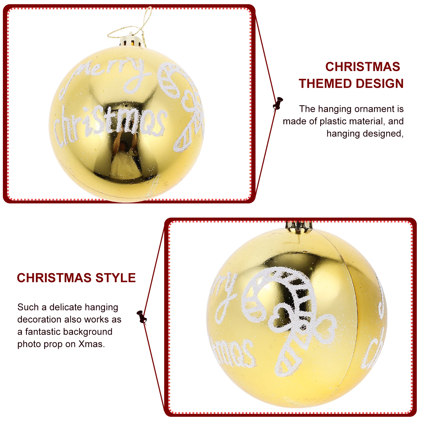 

6 Pcs Decoration Christmas Ball Pendant Tree Ornaments for Home Golden Decorations