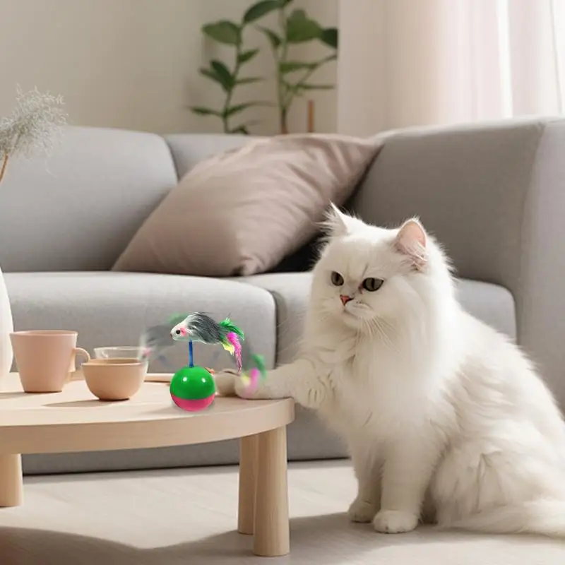 

Игрушка для кошек с шариком для мыши, интерактивная обучающая звуковая игрушка для домашних животных, красочная перо, мышь, товары для домашних животных, кошек со звуком