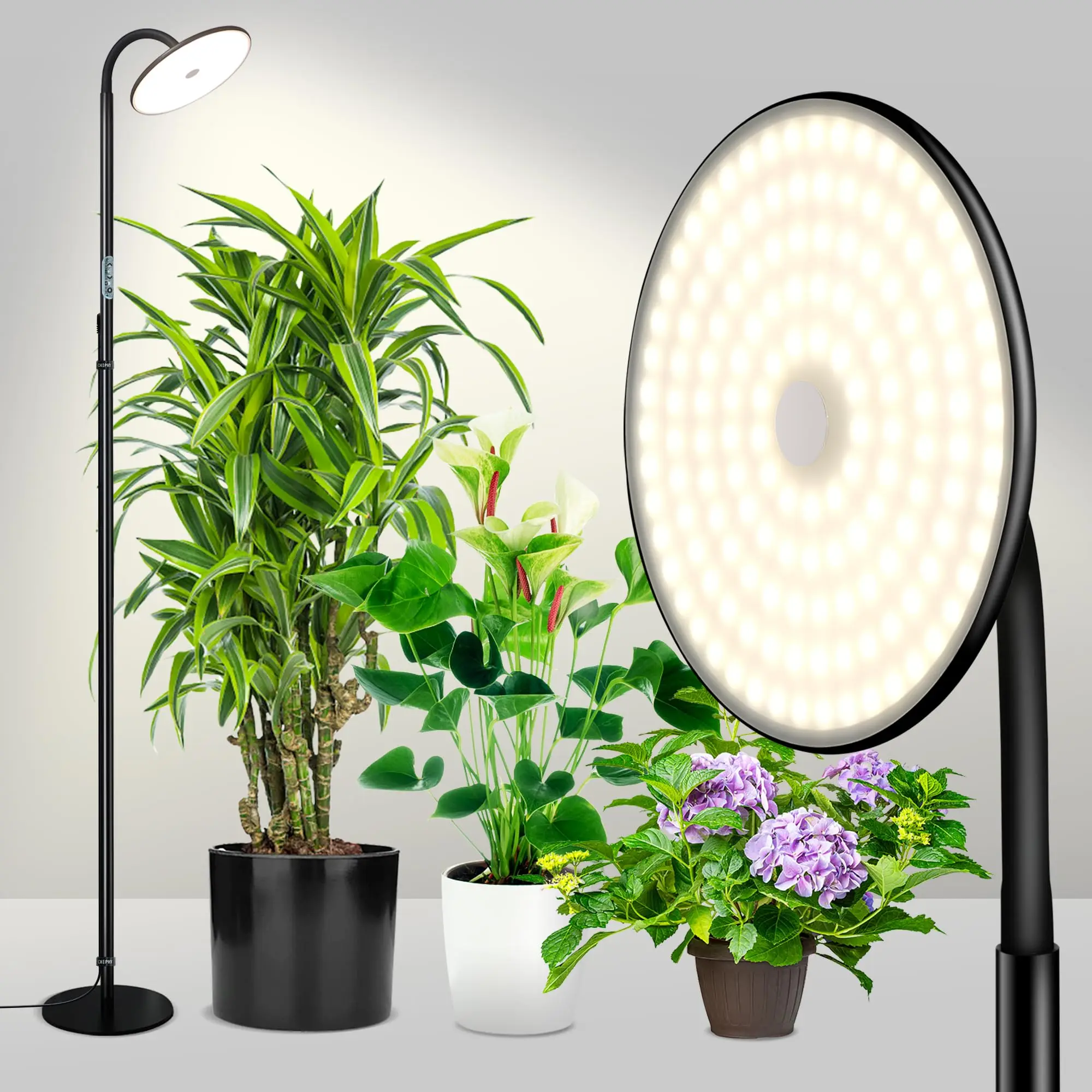 100W Growing Lamp,Floor Plant Light for Indoor Plants,10 Dimmable Brightness,Automatic On/Off Timer,Ideal for Tall Small Plants