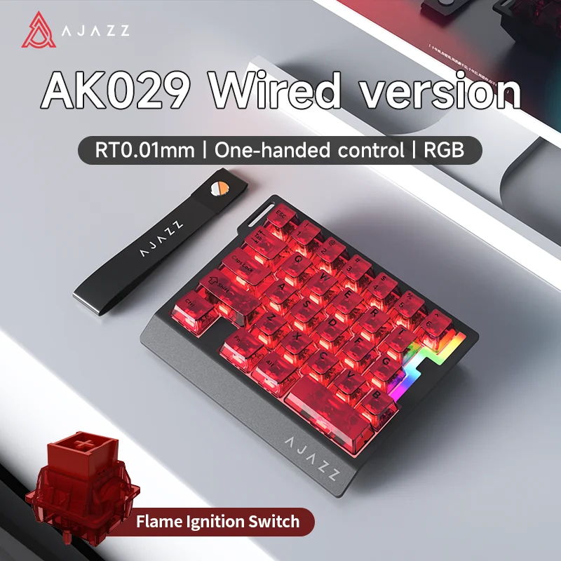 AJAZZ AK029 Bedraad professioneel gamingtoetsenbord, 29-toetsen lay-out met 20 RGB-lichteffecten, volledig hot-swappable, gevlochten kabel