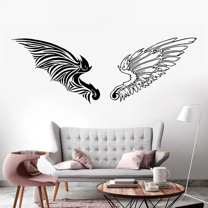 Angel Demon Decals Evil Wings Heaven Hell Paradise Wall Sticker Vinyl Art Home Decor for Room Bedroom Decoration Murals 3345