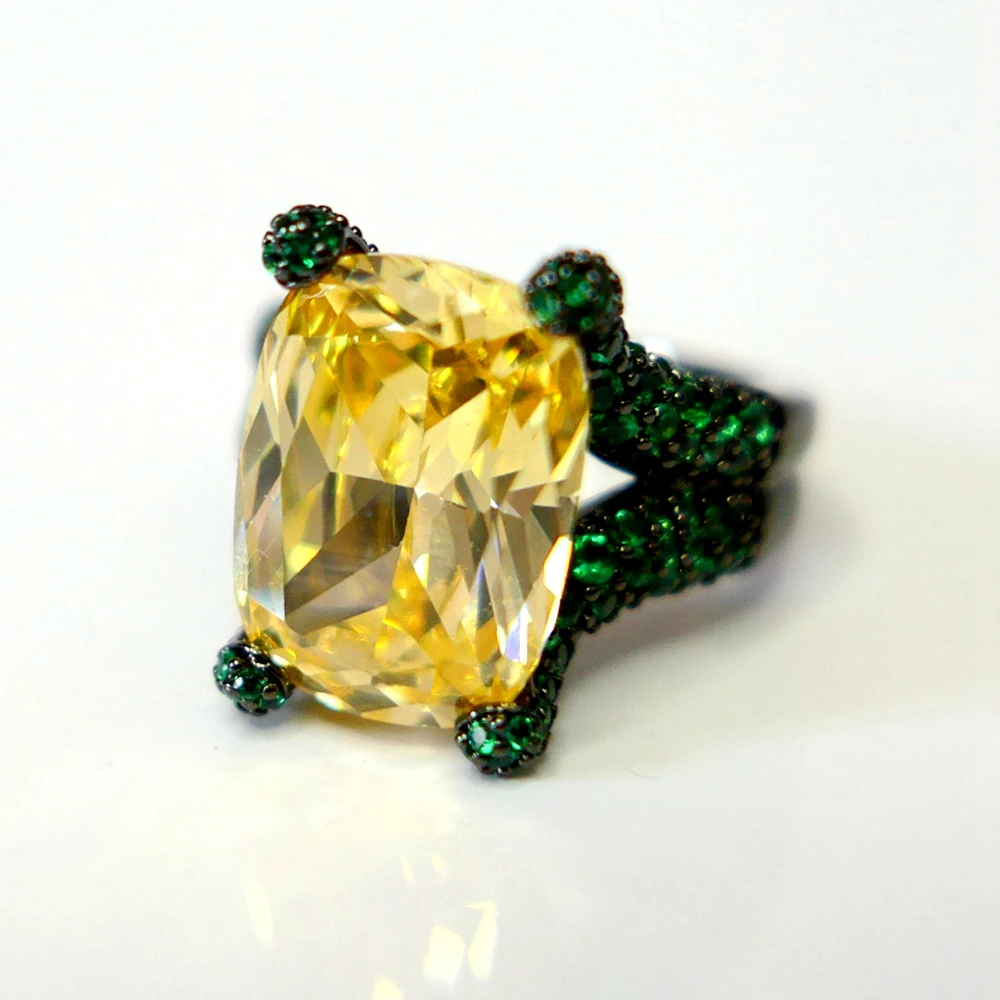 KQDANCE-Grandes matiques en diamant plaqué or noir, émeraude créée en laboratoire, tourmaline Paraiba verte, jaune CZ, bijoux de luxe, nouveau,