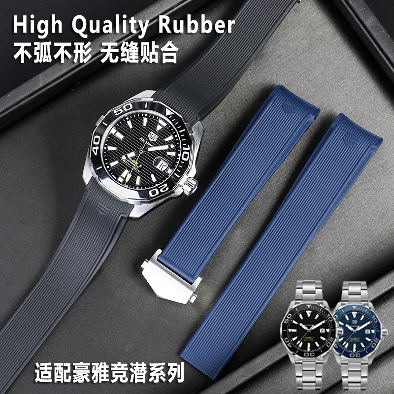 20mm 22mm Rubber Silicone Watch Strap Waterproof Bracelet Watchband for TAG HEUER AQUARACER 300 WAY201B CALIBRE 5 Watchchain