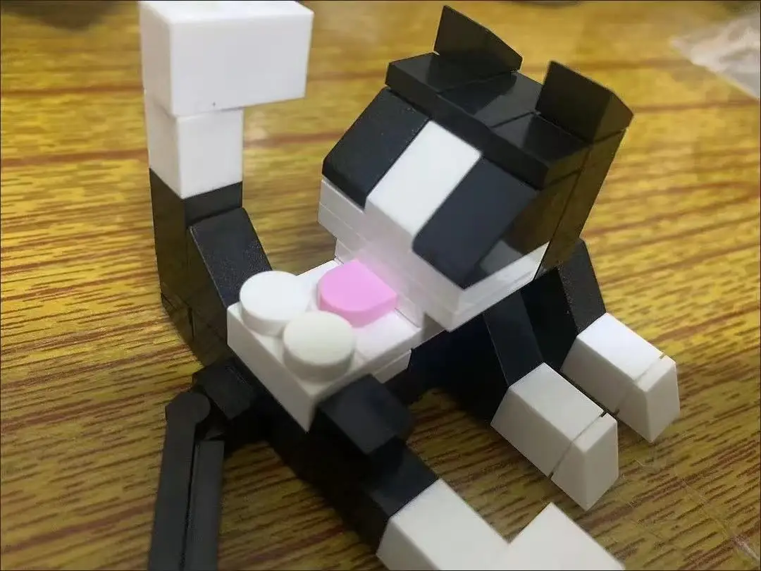 MOC Kuh Katze Kreative DIY Bausteine Spielzeug Katze Inländischen Bausteine Abstrakte Kleine Spielzeug Montage Spielzeug Ornament