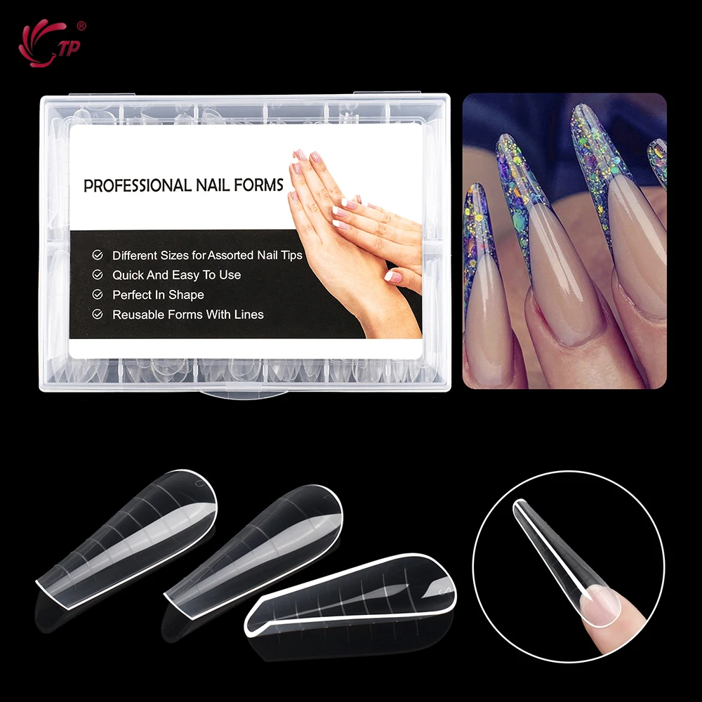 Tp 120Pcs Dual Form Nail Quick Building Gel Mal Full Cover Acryl Valse Nail Tips Verlengsysteem Top Vormen Mallen Accessoires