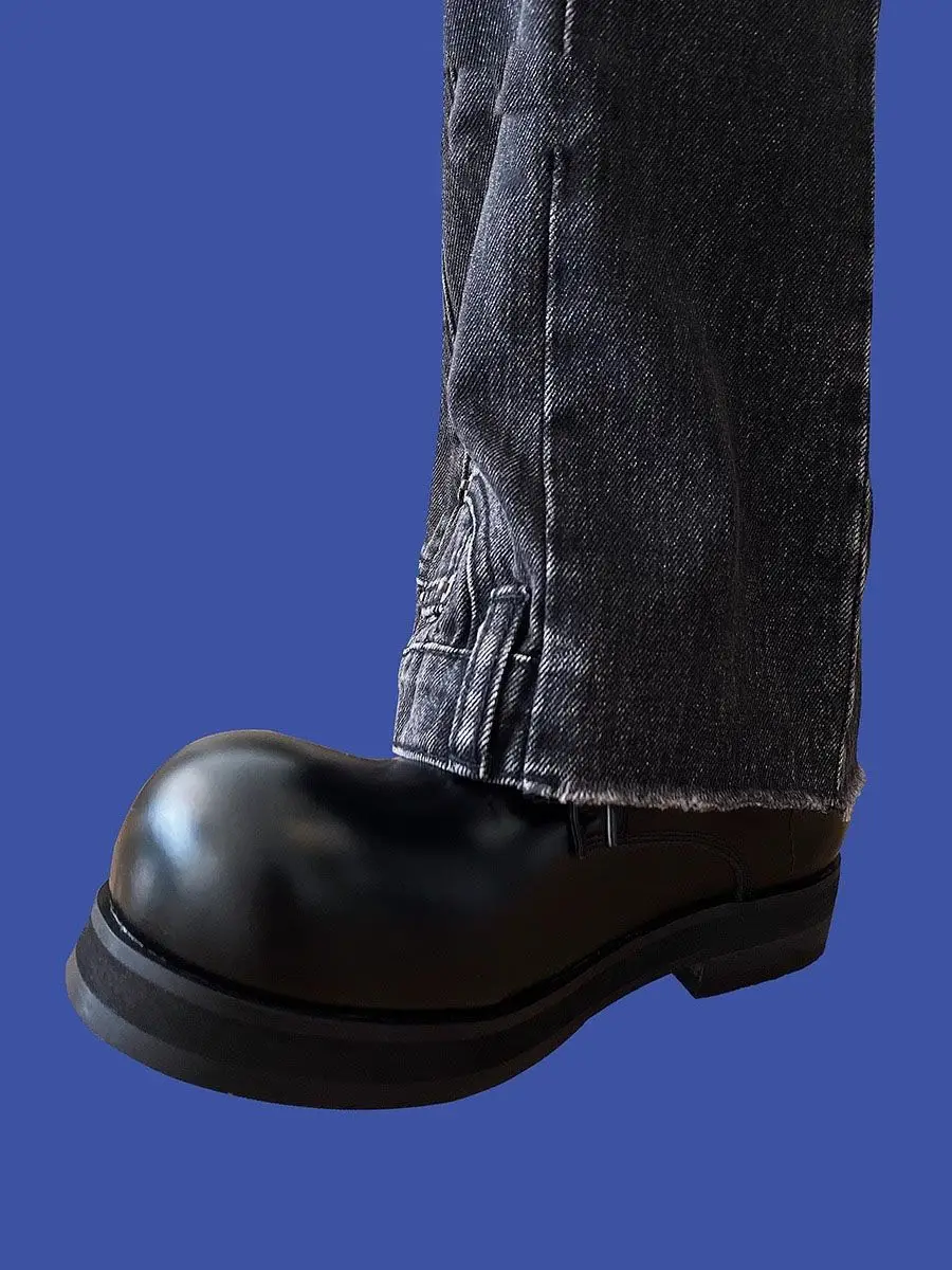 2025 Men's Thick Soles Increase Height Leather Casual Hairstylist Trendy Niche Design Sense Big Head Derby Shoes