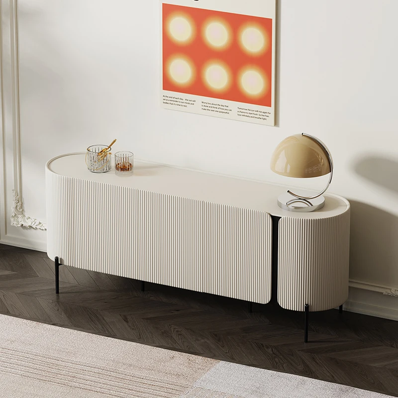 

Light luxury minimalist side cabinet gray-white paint modern minimalist storage storage cabinet against the wall