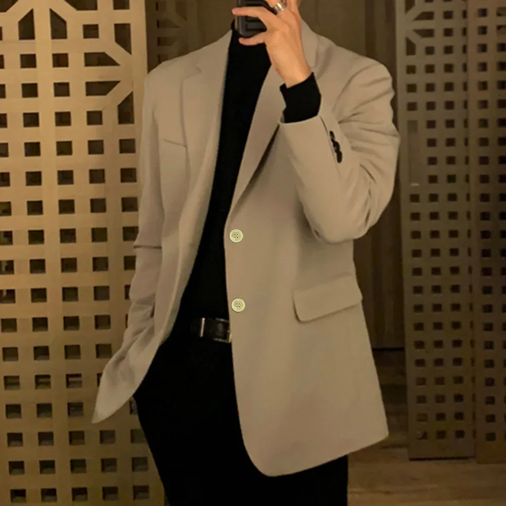 Business Casual For Daily Wear Fashion Streetwear Blazer Korean Style Blazer Lapel Neckline Long Sleeve Regular Length