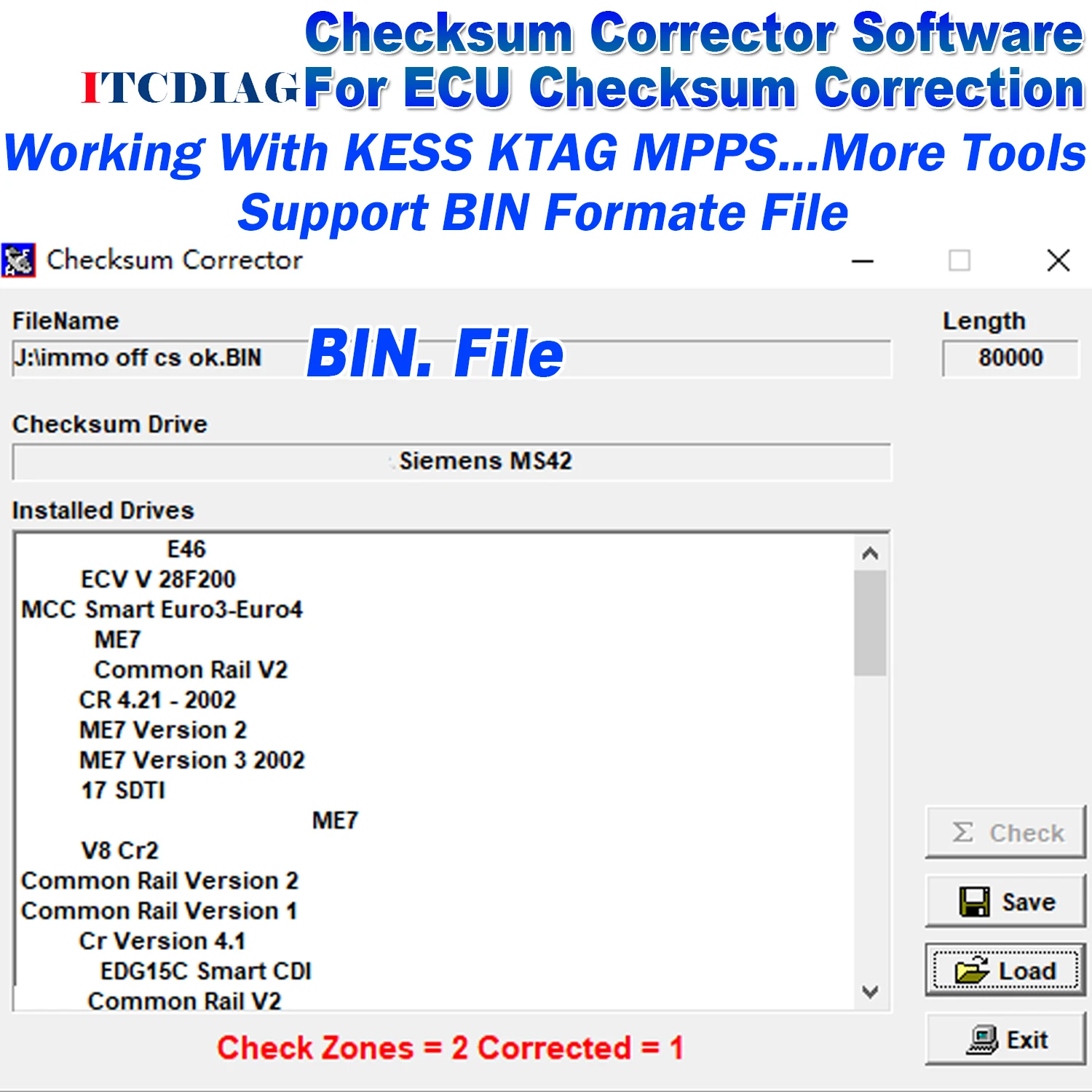 

ECU Checksum Correction Software Checksum Corrector for ECU Bin. File fit KESS KTAG MPPS More Tool for Volvo for BMW for Opel...