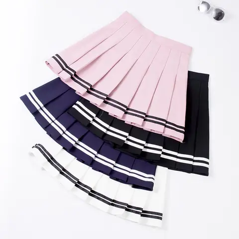 Kawaii Harajuku Skirts Preppy School Uniform High Waist Pleated Women Girls Lolita A-line Sailor Skirt