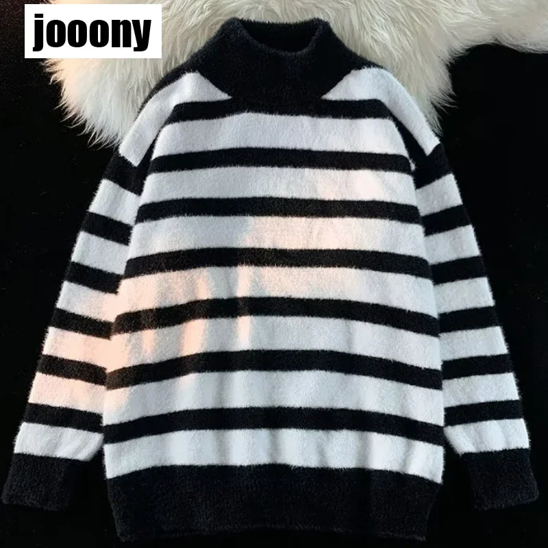 Unisex Streetwear Retro ลายเสื้อกันหนาวถักเสื้อกันหนาว Y2K จัมเปอร์ Hip Hop Ripped เสื้อกันหนาวผู้ชาย Harajuku เสื้อกันหนาวนุ่ม