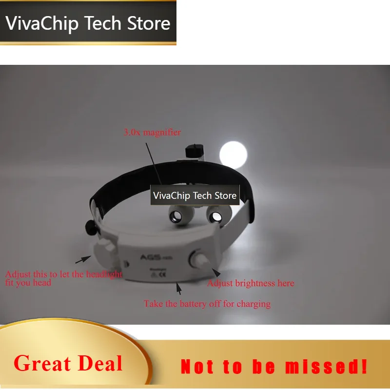 VivaCT10W LED Wireless Dental Headlight Dual Battery Rechargeable ENT Surgical Medical Headlamp HLD-10W ESC Medicams