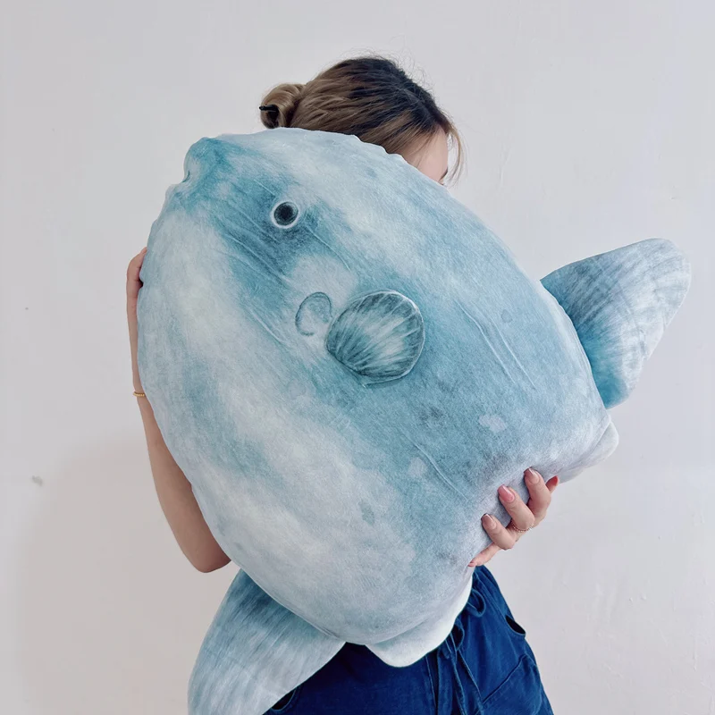 

Lifelike 3D Printed Sunfish Plush Toy Pillow Stuffed Soft Japanese-Style Ocean Sunfish Throw Pillow Cushion Home Decoration