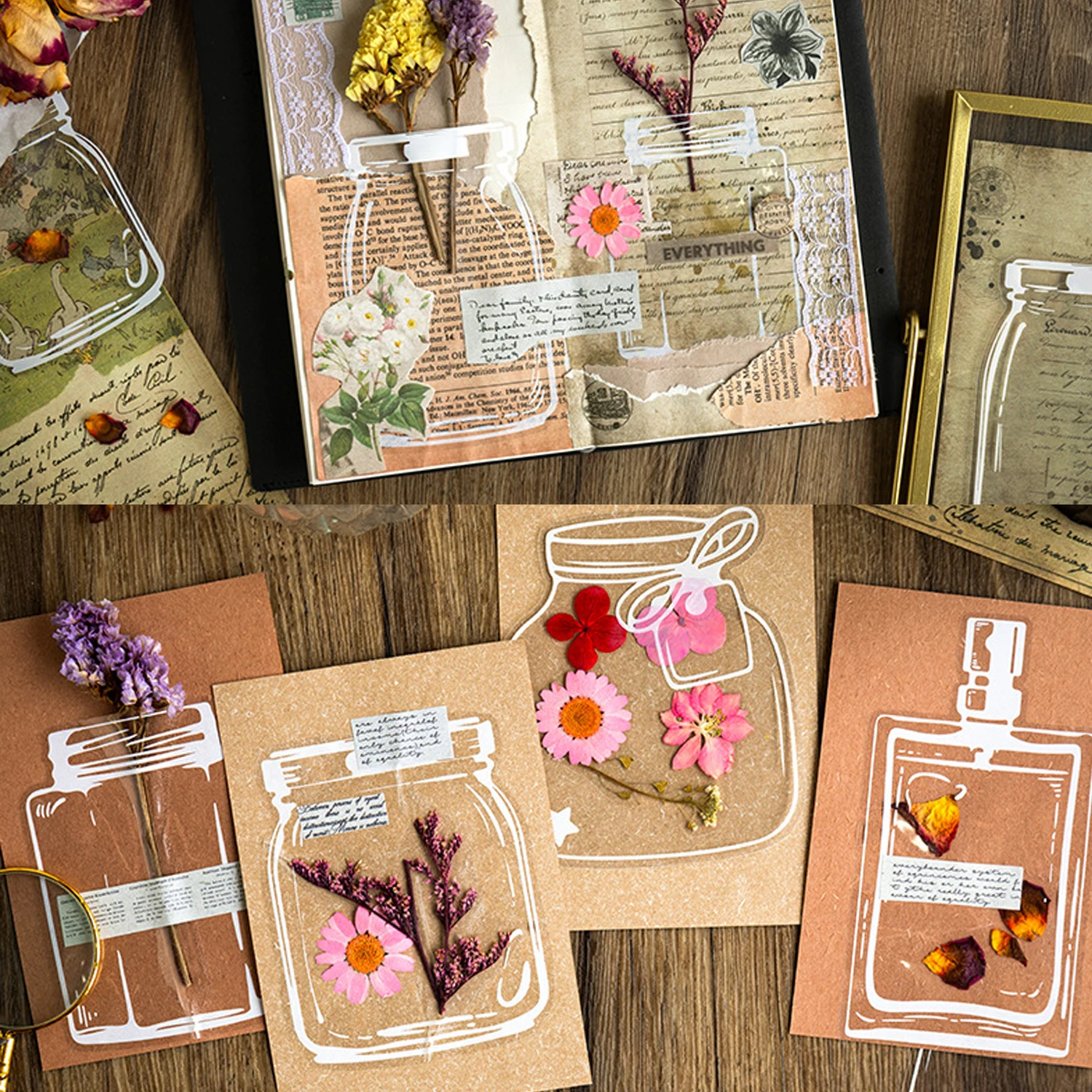 20pcs DIY handmade creative bookmarks, plant specimen collection cards, Carolfan transparent dried flower bookmarks